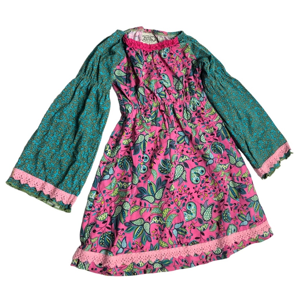 Girl’s  flit & flitter dress / tunic size 4  pink and teal color